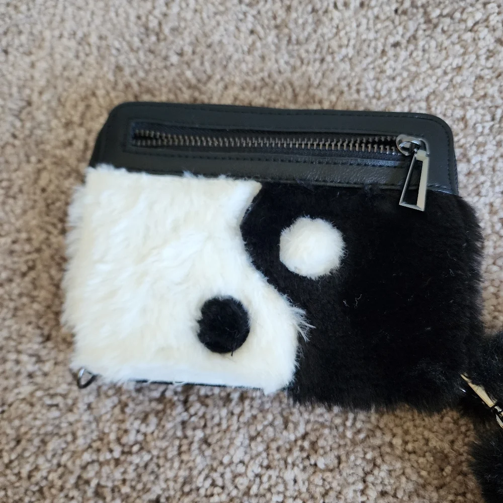Faux Fur Yin Yang Wristlet Clutch